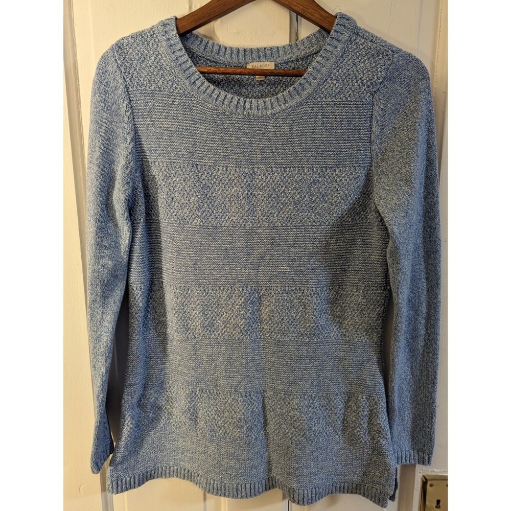 Talbots Factory blue ribbed knit pullover sweater sz Small